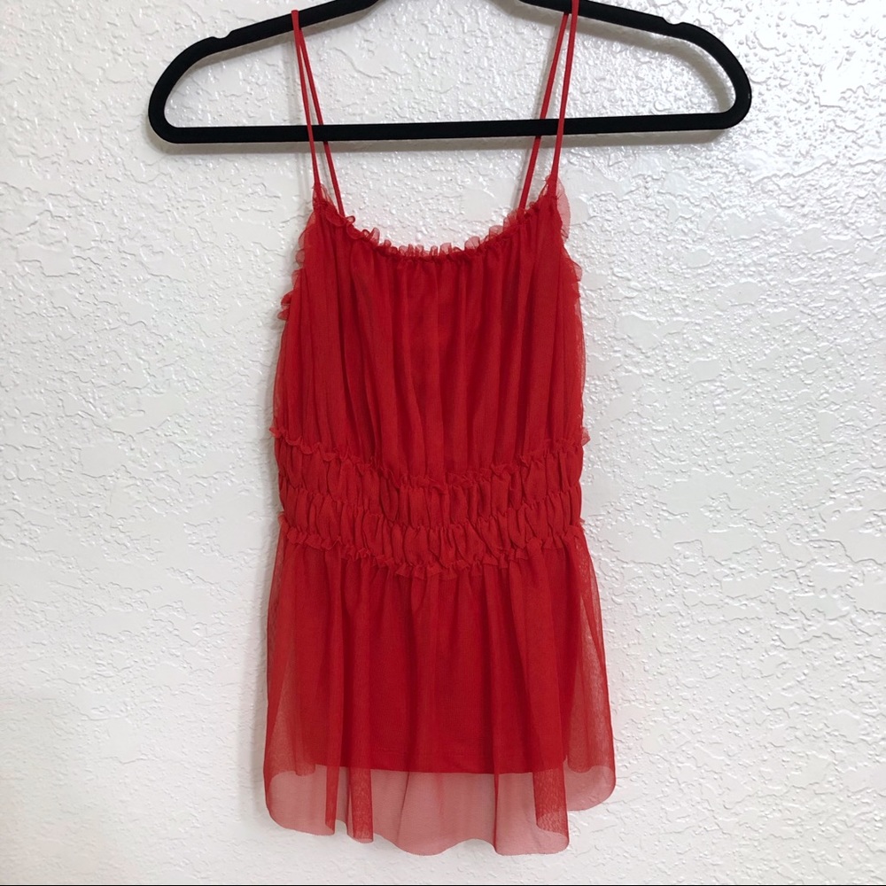 H&M Red Chiffon Spaghetti Strap Top